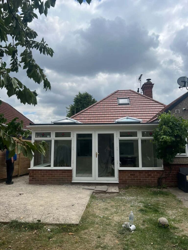 This is a photo of a hipped roof on a bungalow that has just had roof repairs carried out. Works carried out by Hillfield This is a photo taken from a roof showing the hip tiles which have been removed and are just about to be repaired Hillfield Roofing Repairs